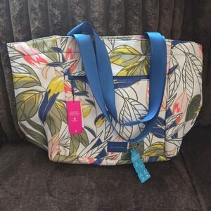 Vera Bradley ReActive Drawstring Family Tote Tropical Floral Blue Green NWT